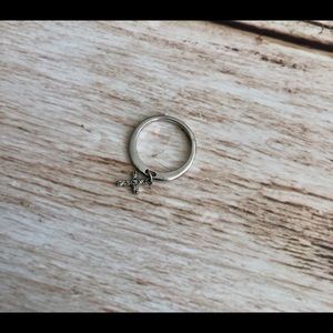 925 Sterling Silver Dangling Cross Ring size 5